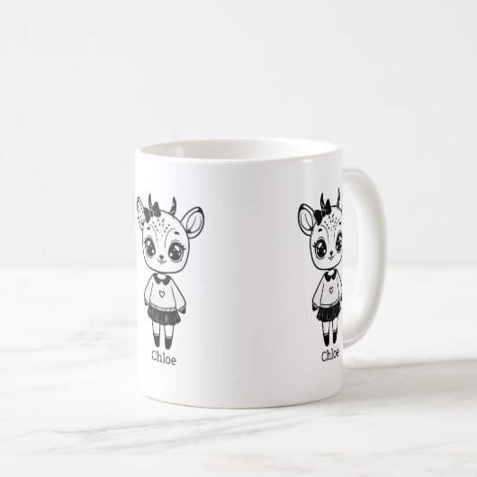 Adorable Antelope Girl - Niedliches Doodle Design Kaffeetasse (VorderseiteRechts)