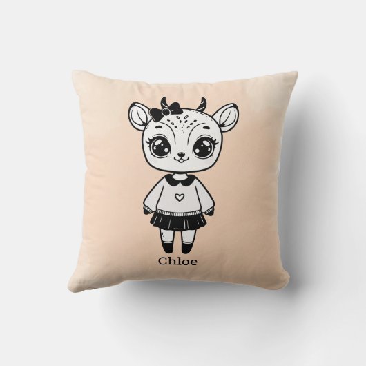 Adorable Antelope Girl - Niedliches Doodle Design Kissen (Rückseite)