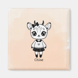 Adorable Antelope Girl - Niedliches Doodle Design Magnet