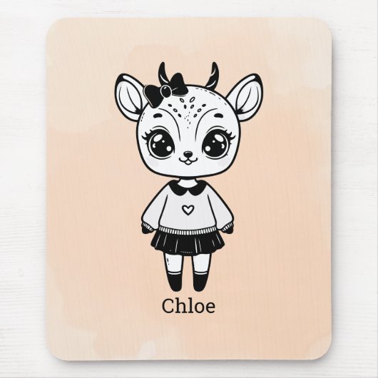 Adorable Antelope Girl - Niedliches Doodle Design Mousepad (Vorne)