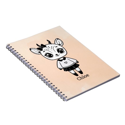 Adorable Antelope Girl - Niedliches Doodle Design Notizblock (Rechte Seite)