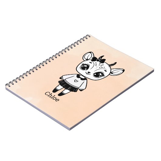 Adorable Antelope Girl - Niedliches Doodle Design Notizblock (Linke Seite)