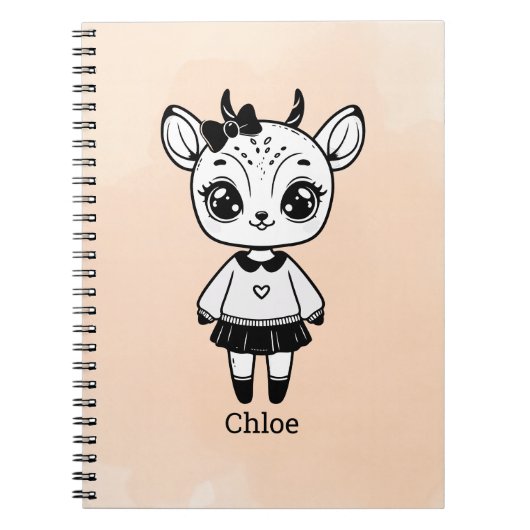 Adorable Antelope Girl - Niedliches Doodle Design Notizblock (Vorderseite)
