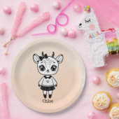 Adorable Antelope Girl - Niedliches Doodle Design Pappteller (Party)