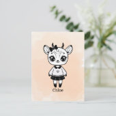 Adorable Antelope Girl - Niedliches Doodle Design Postkarte (Stehend Vorderseite)