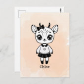 Adorable Antelope Girl - Niedliches Doodle Design Postkarte (Vorne/Hinten)