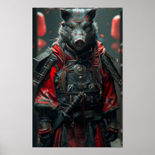 Adorable anthropomorphe Bärenschweine mit traditio Poster