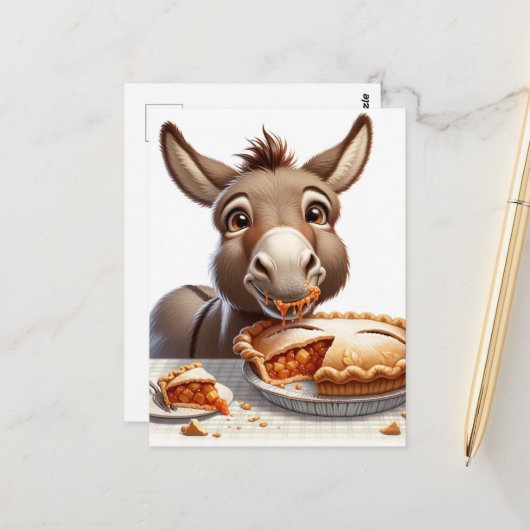 Adorable Apple Pie Donkey Postkarte (Vorderseite/Rückseite Beispiel)