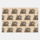 Adorable Apricot Goldendoodle Welpenpastel Zeichne Geschenkpapier Set (Vorderseite)