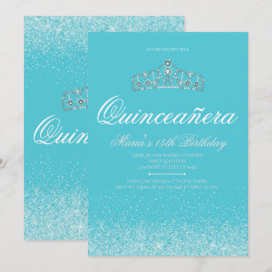 Adorable Aqua Glitzer, Einladungen zur Quinceanera