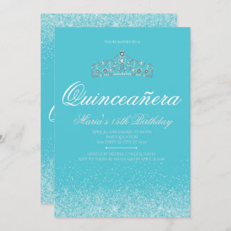 Adorable Aqua Glitzer, Einladungen zur Quinceanera