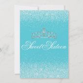 Adorable Aqua Glitzer, Sweet 16 Einladungen (Rückseite)