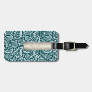 Adorable Aquamarin Blue and White Paisley Personal Gepäckanhänger