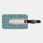 Adorable Aquamarin Blue and White Paisley Personal Gepäckanhänger (Rückseite horizontal)