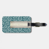 Adorable Aquamarin Blue, White Paisley, Cat -Perso Gepäckanhänger (Rückseite horizontal)