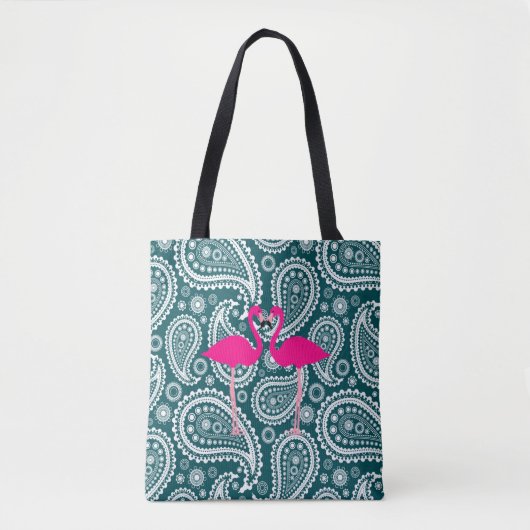 Adorable Aquamarin Blue White Paisley-Pink Flaming Tasche (Vorderseite)