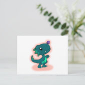 Adorable Aquamarin T-Rex Postkarte (Stehend Vorderseite)