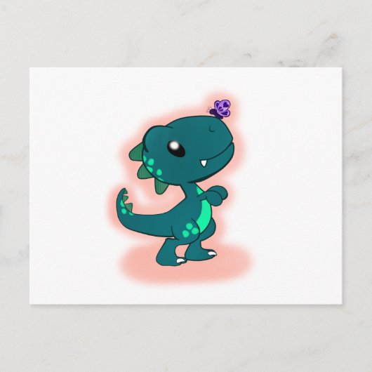 Adorable Aquamarin T-Rex Postkarte (Vorderseite)