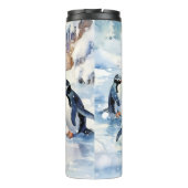 Adorable Aquarellpinguine auf Eis Thermosbecher (Rückseite)