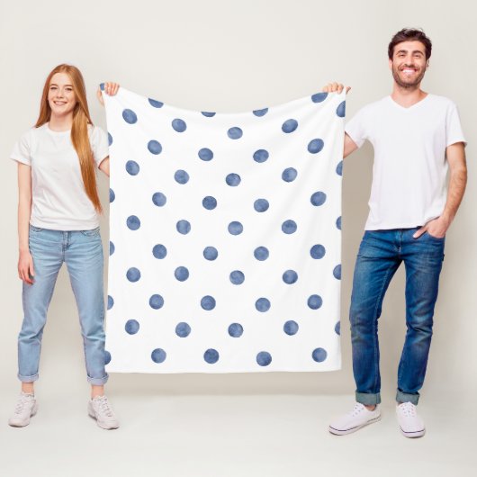 Adorable Aquarellpolka dots l Blau-Weiß Fleecedecke (Beispiel)