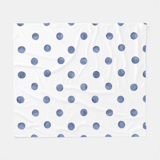 Adorable Aquarellpolka dots l Blau-Weiß Fleecedecke (Vorderseite (Horizontal))
