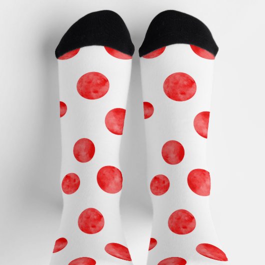 Adorable Aquarellpolka dots l Rot-Weiß Socken (Oben)