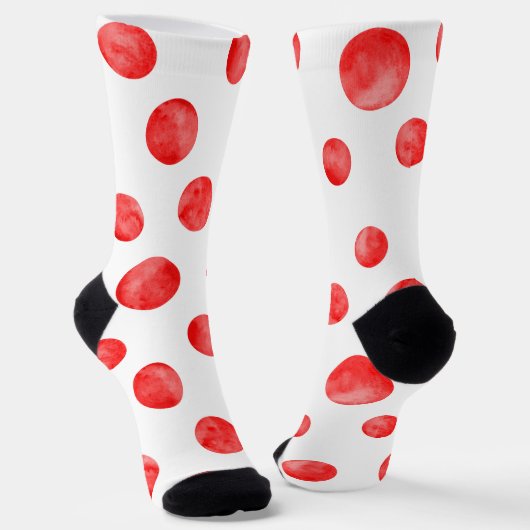Adorable Aquarellpolka dots l Rot-Weiß Socken (Gewinkelt)