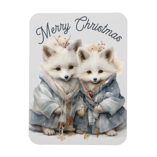Adorable Artic Foxes Holiday XL Magnet (Vertikal)