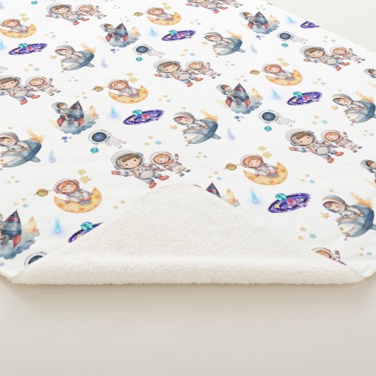 Adorable Astronaut & Planet Sherpa Baby Blanket Sherpadecke (3/4)