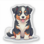 Adorable Aussie Shepherd Puppy - Pastel Art Aufkleber (Vorderseite)