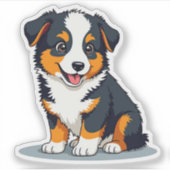 Adorable Australian Shepherd Dog, Cartoon 3D Style Aufkleber (Vorderseite)