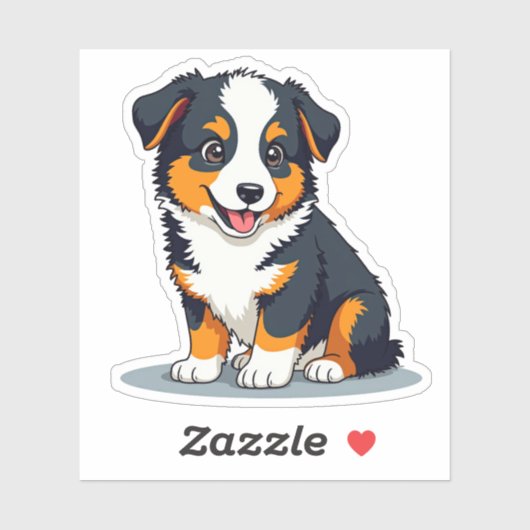 Adorable Australian Shepherd Dog, Cartoon 3D Style Aufkleber (Blatt)