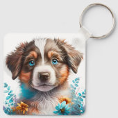 Adorable Australian Shepherd Puppy Dog Schlüsselanhänger (Rückseite)