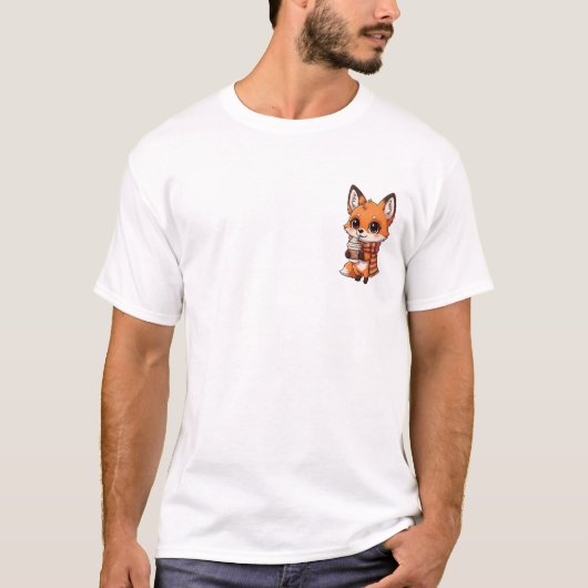 Adorable Autumn Fox Sipping Pumpkin Spice Latte T-Shirt (Vorderseite)