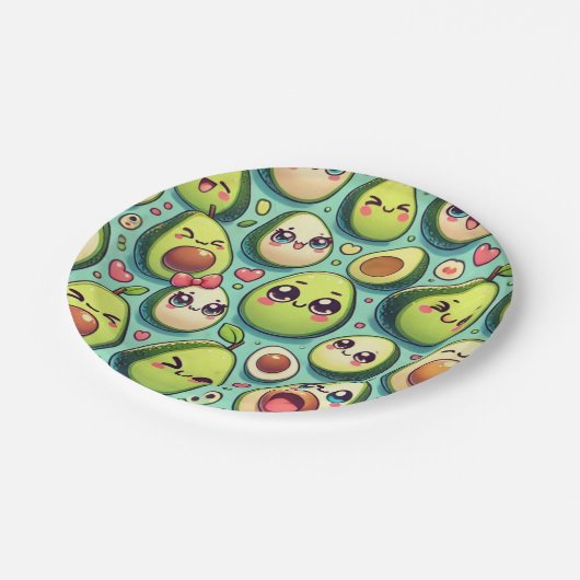 Adorable Avocados Pappteller (Schrägansicht)