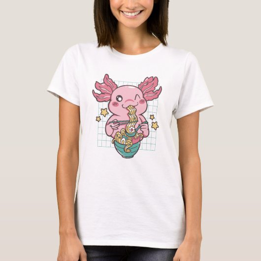 Adorable Axolotl aß Ramen T-Shirt (Vorderseite)