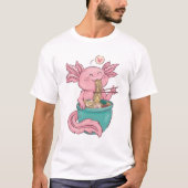 Adorable Axolotl Eating Ramen T-Shirt (Vorderseite)