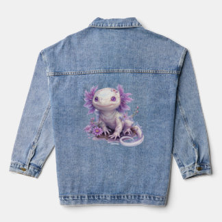 Adorable Axolotl-Zeichen mit Summer Text Design Jeansjacke