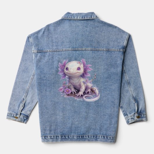 Adorable Axolotl-Zeichen mit Summer Text Design Jeansjacke (Rückseite)