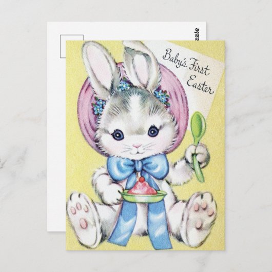Adorable Babie's erstes Osterkaninchen Postkarte (Vorne/Hinten)