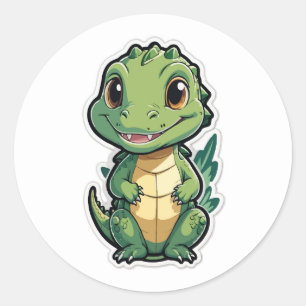 Adorable Baby Alligator Cartoon Design Runder Aufkleber