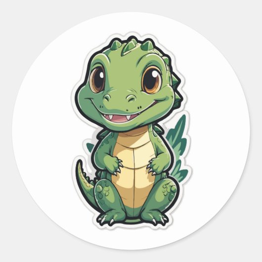 Adorable Baby Alligator Cartoon Design Runder Aufkleber (Vorderseite)