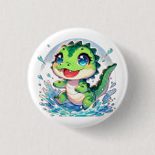 Adorable Baby Alligator spritzt im Wasser Button (Vorderseite)