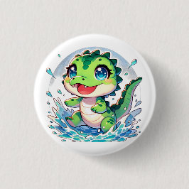 Adorable Baby Alligator spritzt im Wasser Button