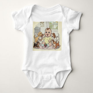"Adorable Baby and Dogs Cartoon Baby Baby Strampler