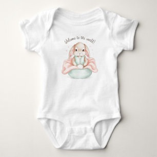 Adorable Baby Animal Illustration Neugeborene Gruß Strampler