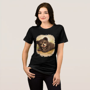 Adorable Baby Bear Cub Vintage Watercolor Art Tee