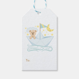 Adorable Baby Bear in Paper Boat Geschenkanhänger