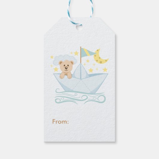 Adorable Baby Bear in Paper Boat Geschenkanhänger (Rückseite)