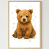 Adorable Baby Bear Watercolor Art Poster